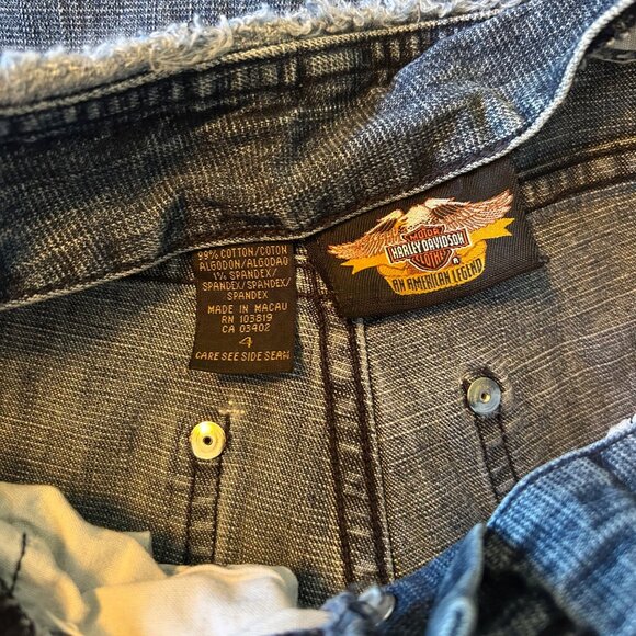 Vintage Harley Davidson Button Fly Raw Hem Mid-Rise Denim Jeans 4 - Picture 5 of 9